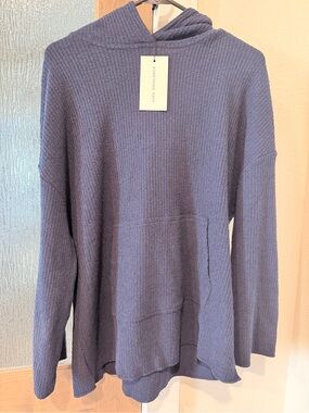 Something Navy Cozy Hooded Knit Sweater - Blue